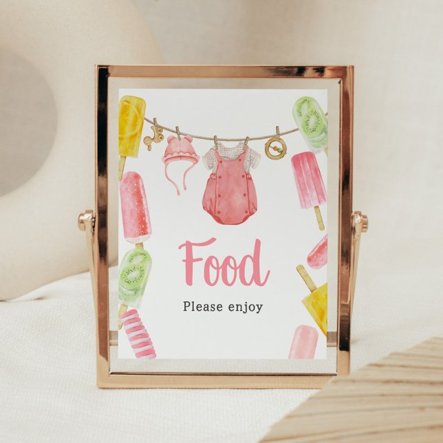 Poster Chá de fraldas de picolé (Popsicle Baby Shower Food Sign)