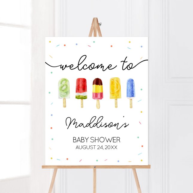 Poster Chá de fraldas de picolé bem-vindo (Ready to Pop Baby Shower Welcome Sign)