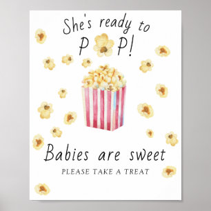 Poster Chá de fraldas de pipoca - Bebês são doces