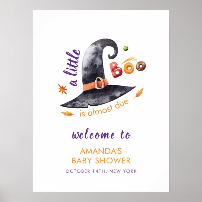 Poster Chá de fraldas de queda de bruxas divertido (Frente)