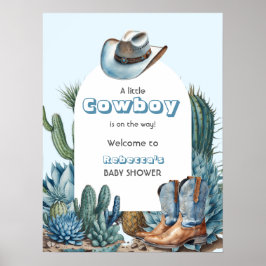 Poster Chá de fraldas de Rodeo do Pequeno Cowboy Azul Oci