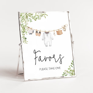 Poster Chá de fraldas de roupas de bebê boho
