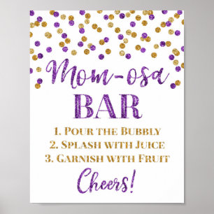 Poster Chá de fraldas de Sinal de Bar Mãe-Oosa Dourado