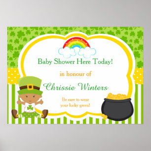 Poster Chá de fraldas de St Patricks African American Gir