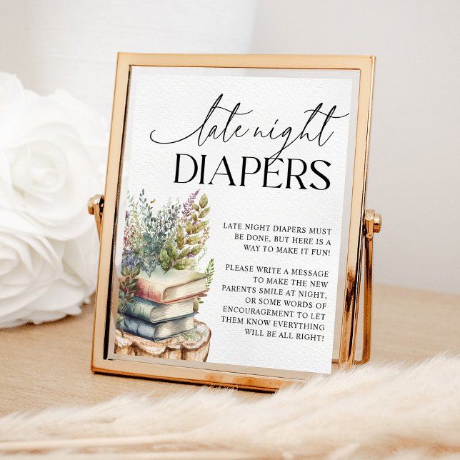 Poster Chá de fraldas de Storybook Fraldas noturnas tardi (Criador carregado)