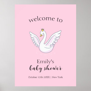 Poster Chá de fraldas de Swan, Princesa Bonita e Rosa, Be