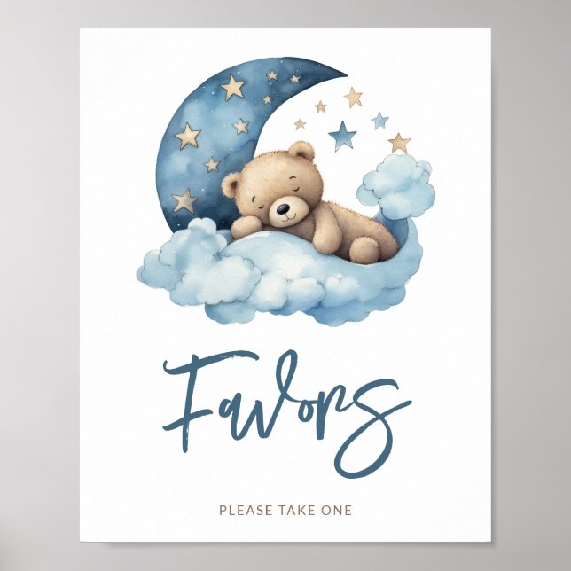 Poster Chá de fraldas de Teddy Bear Moon (Frente)