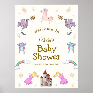 Poster Chá de fraldas de Unicórnio da Princesa Bonita Dra