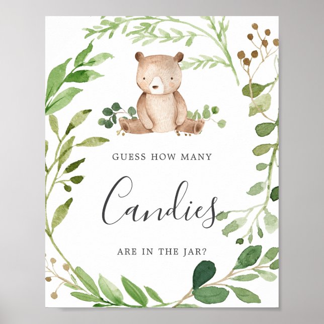 Poster Chá de fraldas De Urso Adivinha Quantas Canetas (Frente)