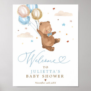 Poster Chá de fraldas de Urso de Teddy Boar Boiar Blue B