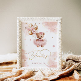 Poster Chá de fraldas de Urso de Teddy Rosa