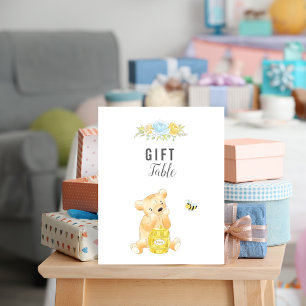 Poster Chá de fraldas de Urso Mesa de Presente Bonito