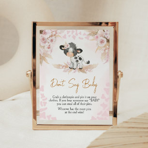 Poster Chá de fraldas de vaca rosa sagrada Não diga amor