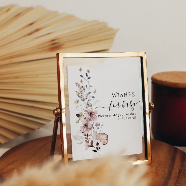 Poster Chá de fraldas de vassoura de flor selvagem deseja (Criador carregado)