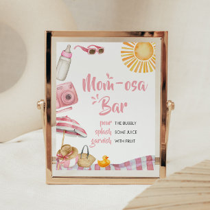 Poster Chá de fraldas de Verão de praia cor-de-rosa Mãe B