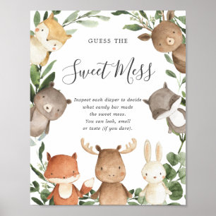 Poster Chá de fraldas De Woodland Adivinha O Sinal De Mes