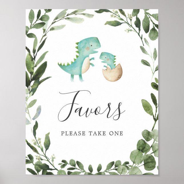 Poster Chá de fraldas Dinossauro da mamãe Sinal de Favori (Frente)