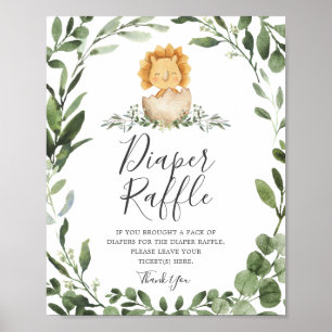 Poster Chá de fraldas Dinossauro Sinal de Raffle Fralda