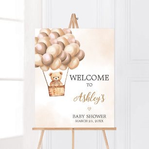 Poster Chá de fraldas do Balão de Ar Quente do Brown Bear