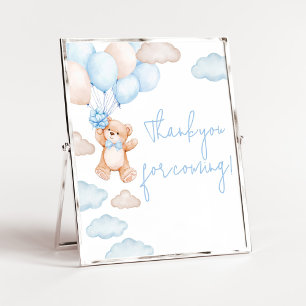 Poster Chá de fraldas do Balão do Urso Azul Obrigado por 