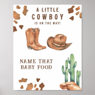 Poster Chá de fraldas do Cowboy Diga a comida do bebê