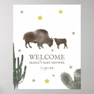 Poster Chá de fraldas do Menino Buffalo Cactus