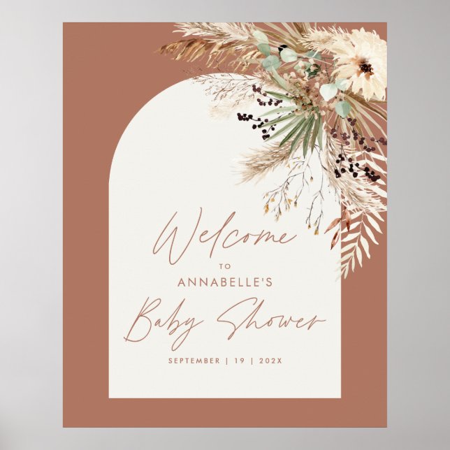 Poster Chá de fraldas do orçamento pampas do terracotta m (Frente)