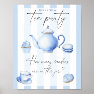 Poster Chá de fraldas do Tea Party adivinha quantas canet