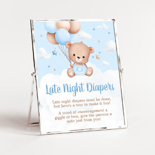 Poster Chá de fraldas do Urso Azul Tardio Fralda Noturno