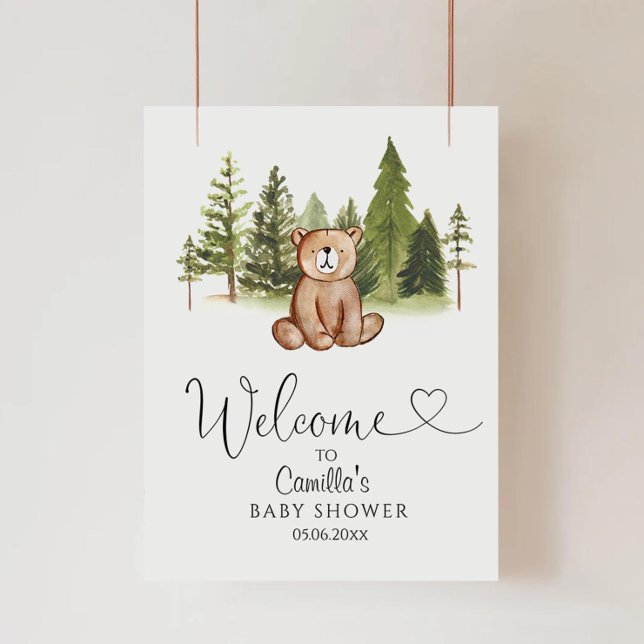 Poster Chá de fraldas do Woodland Bear (Criador carregado)