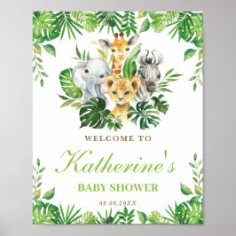 Poster Chá de fraldas dos animais da selva