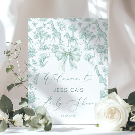 Poster Chá de fraldas dos animais Toile Green Safari