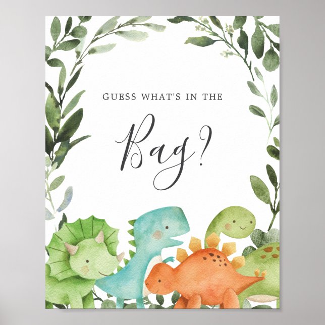 Poster Chá de fraldas dos dinossauros adivinha o que há n (Frente)