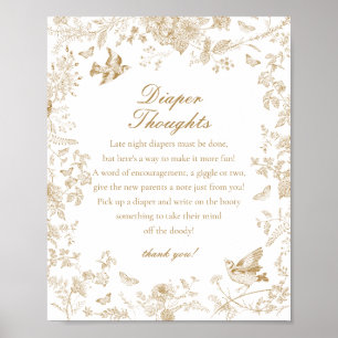 Poster Chá de fraldas Dourado Toile De Jouy Fralda Pensam