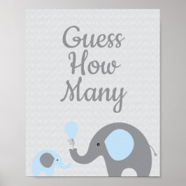 Poster Chá de fraldas Elefante Azul Adivinha Quantos Sina