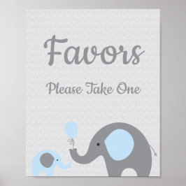 Poster Chá de fraldas Elefante Azul Favorece Um Sinal