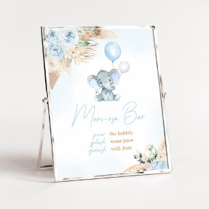 Poster Chá de fraldas Elefante Azul  Mãe Bar Osa