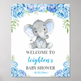 Poster Chá de fraldas Elefante Blue Boy Sprinkle Bem-vind
