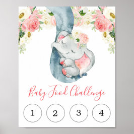 Poster Chá de fraldas elefante de sinal de comida bebê
