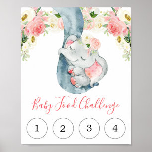 Poster Chá de fraldas elefante de sinal de comida bebê