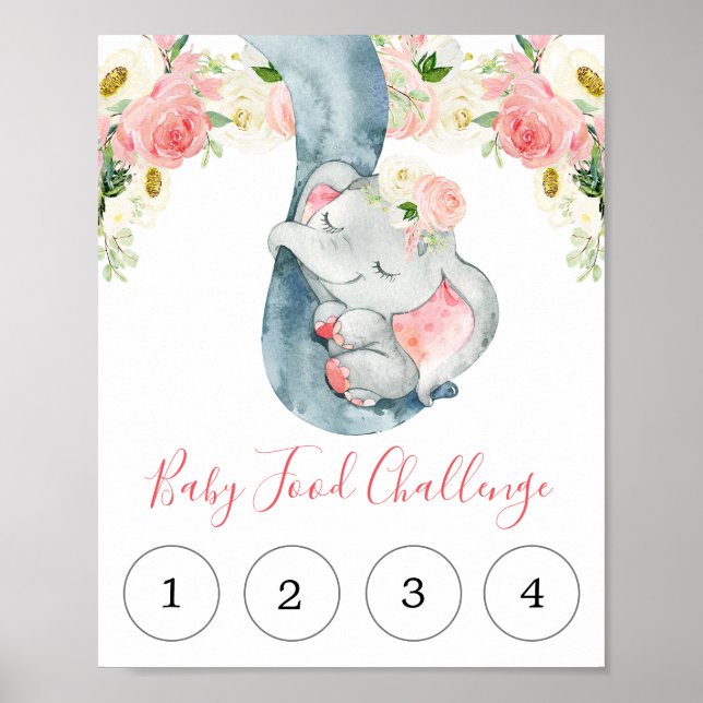 Poster Chá de fraldas elefante de sinal de comida bebê (Frente)