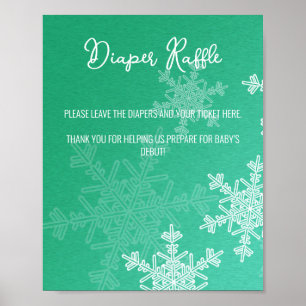 Poster Chá de fraldas Esmeralda Snowflakes Fralda Sinal R