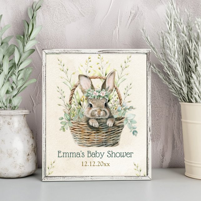 Poster Chá de fraldas Eucalyptus Bunny Verde (Criador carregado)