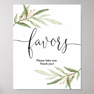 Poster Chá de fraldas favorece sinal verde-ouro elegante