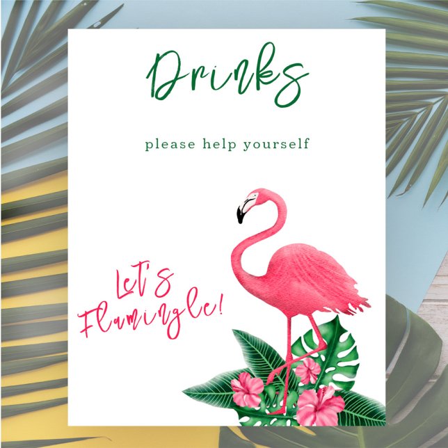 Poster Chá de fraldas flamingo de aquarela - Bebidas (Criador carregado)