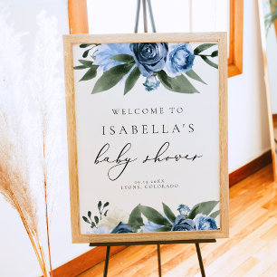 Poster Chá de fraldas Floral Azul de MILENA Dusty