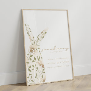Poster Chá de fraldas Floral de Primavera Asbunny