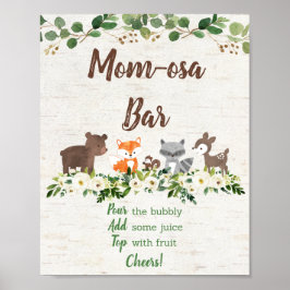 Poster Chá de fraldas Floral Mimosa Bar Woodland Animal