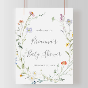 Poster Chá de fraldas Floral Multicolor Selvagem Bem-vind