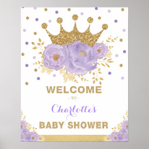 Poster Chá de fraldas Floral Purple da Princesa Crown Bem